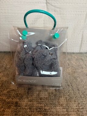 Robeez Gray Sherpa Infant Mittens with Snap Detail